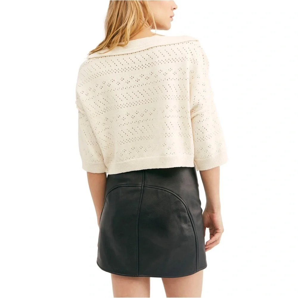 Free People Off White Crop Top Sweater